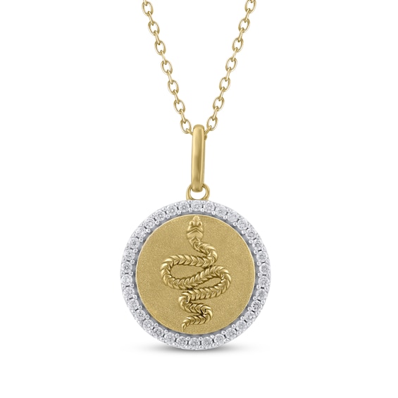 Diamond Snake Disc Necklace 1/4 ct tw 10K Yellow Gold 18"