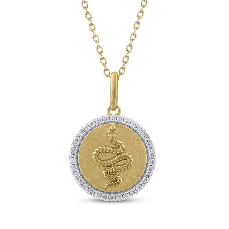Main Image 1 of Diamond Snake Disc Necklace 1/4 ct tw 10K Yellow Gold 18"