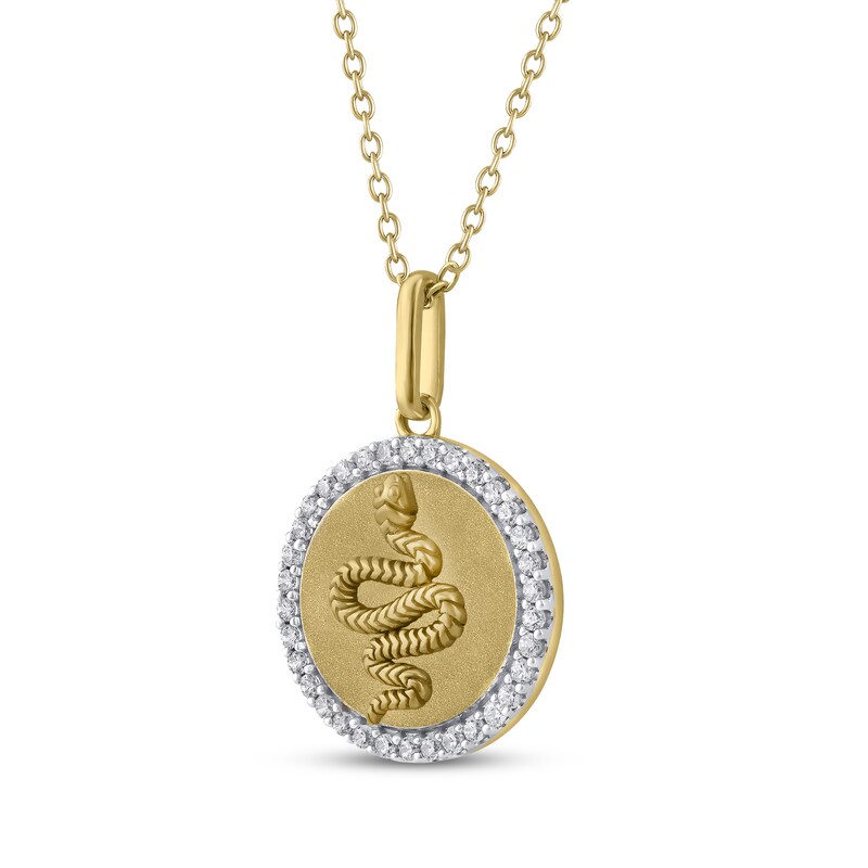 Main Image 2 of Diamond Snake Disc Necklace 1/4 ct tw 10K Yellow Gold 18"