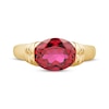 Thumbnail Image 3 of Oval-Cut Lab-Created Ruby Solitaire Signet Ring 10K Yellow Gold