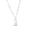 Thumbnail Image 2 of Lock Charm Paperclip Chain Necklace Sterling Silver 18"