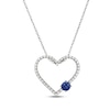 Thumbnail Image 1 of Blue Lab-Created Sapphire & White Lab-Created Sapphire Heart Necklace Sterling Silver 18"