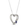 Thumbnail Image 2 of Blue Lab-Created Sapphire & White Lab-Created Sapphire Heart Necklace Sterling Silver 18"