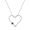 Thumbnail Image 3 of Blue Lab-Created Sapphire & White Lab-Created Sapphire Heart Necklace Sterling Silver 18"