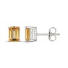 Thumbnail Image 3 of Emerald-Cut Citrine & White Lab-Created Sapphire Hidden Halo Stud Earrings Sterling Silver