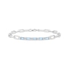 Thumbnail Image 1 of Baguette-Cut Swiss Blue Topaz Paperclip Chain Bracelet Sterling Silver 7.25"