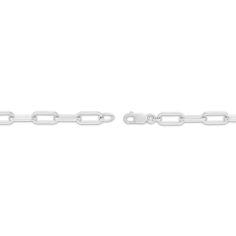 Main Image 2 of Baguette-Cut Swiss Blue Topaz Paperclip Chain Bracelet Sterling Silver 7.25"