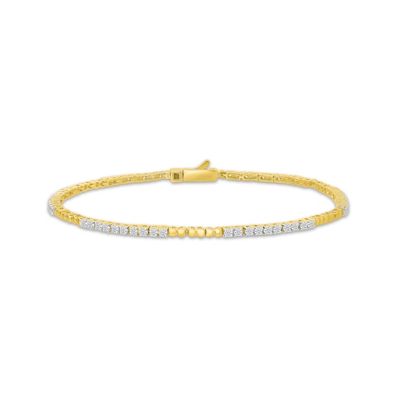 Diamond & Bead Bracelet 1 ct tw 10K Yellow Gold 7.25"