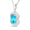 Thumbnail Image 2 of Emerald-Cut Swiss Blue Topaz & White Lab-Created Sapphire Necklace Sterling Silver 18"