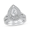 Thumbnail Image 1 of Adore Pear-Shaped Lab-Grown Diamond Double Halo Bridal Set 2 ct tw 14K White Gold