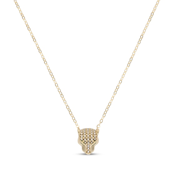 Italian Brilliance Diamond-Cut Panther Head Necklace 14K Two-Tone Gold 18"