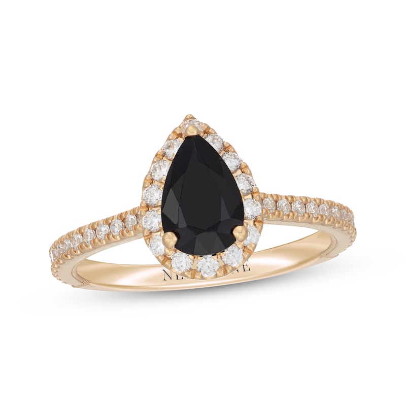 Main Image 1 of Neil Lane Pear-Shaped Black & White Diamond Engagement Ring 1-3/8 ct tw 14K Yellow Gold