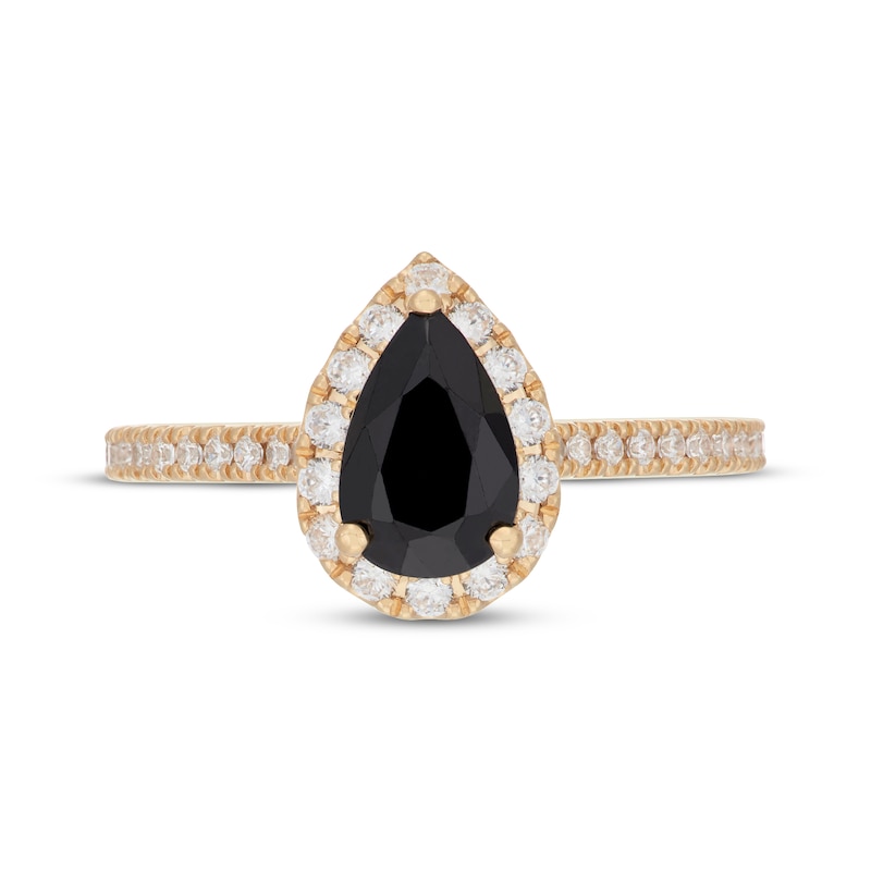Main Image 3 of Neil Lane Pear-Shaped Black & White Diamond Engagement Ring 1-3/8 ct tw 14K Yellow Gold