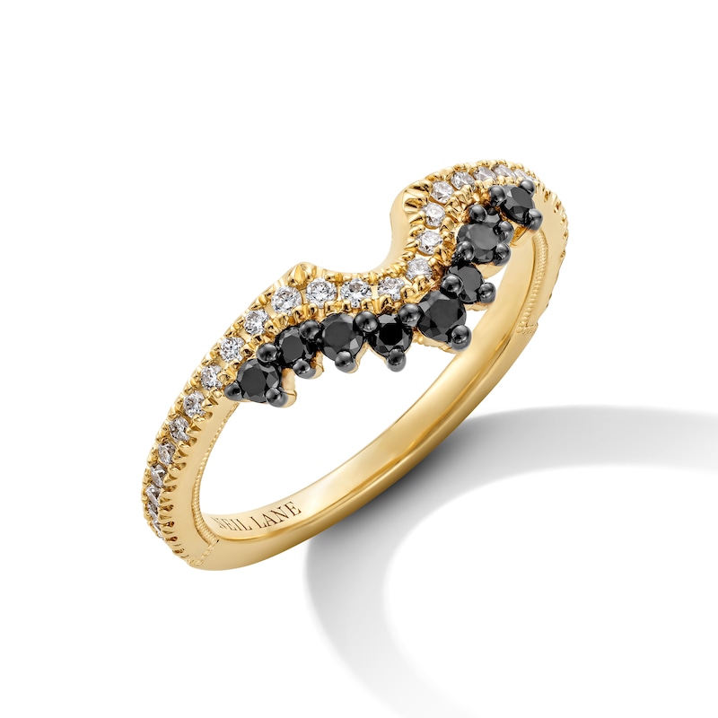 Main Image 1 of Neil Lane Black & White Diamond Notched Wedding Band 3/8 ct tw 14K Yellow Gold