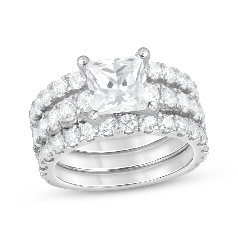 Main Image 1 of Lab-Grown Diamonds Princess-Cut Bridal Set 5 ct tw 14K White Gold