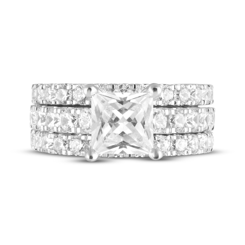 Main Image 3 of Lab-Grown Diamonds Princess-Cut Bridal Set 5 ct tw 14K White Gold