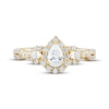 Thumbnail Image 3 of Adore Pear-Shaped Diamond Halo Three-Stone Engagement Ring 1 ct tw 14K Yellow Gold