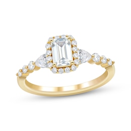 Adore Emerald-Cut Diamond Halo Engagement Ring 1-1/4 ct tw 14K Yellow Gold