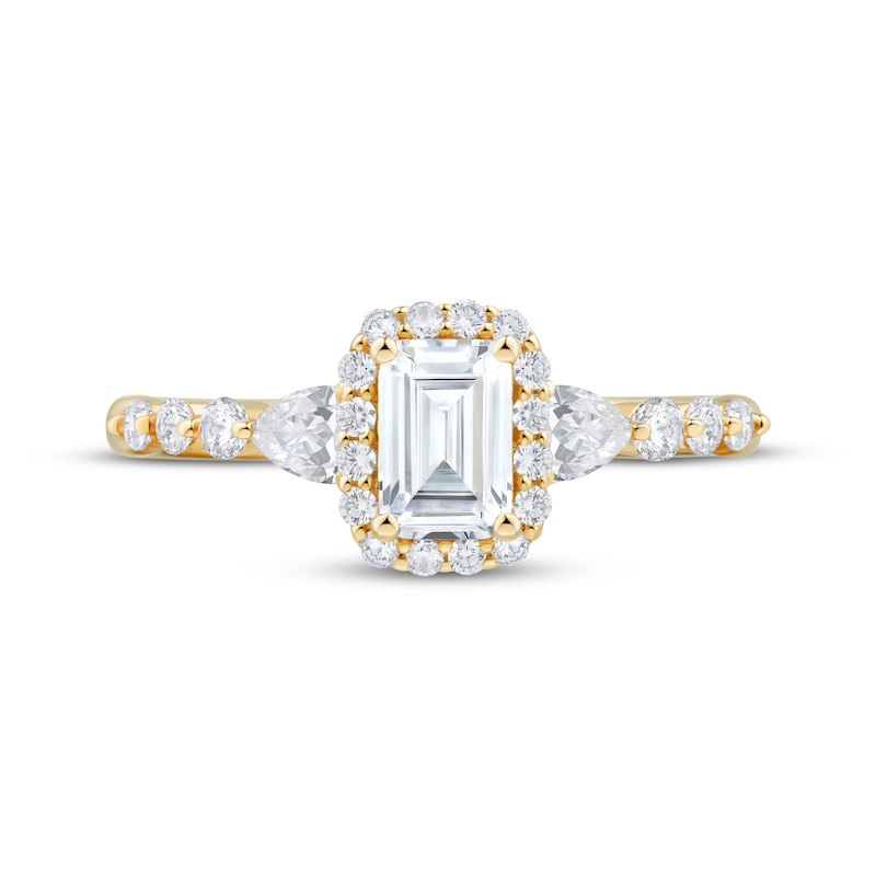 Main Image 3 of Adore Emerald-Cut Diamond Halo Engagement Ring 1-1/4 ct tw 14K Yellow Gold