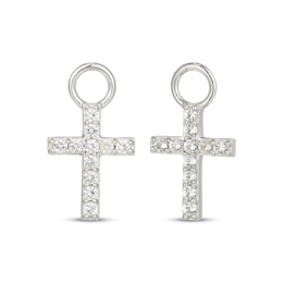 White Lab-Created Sapphire Cross Earring Charms Sterling Silver