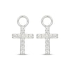 Thumbnail Image 2 of White Lab-Created Sapphire Cross Earring Charms Sterling Silver