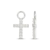 Thumbnail Image 3 of White Lab-Created Sapphire Cross Earring Charms Sterling Silver