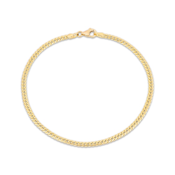 2.5mm Curb Chain Bracelet Hollow 10K Yellow Gold 7.5"