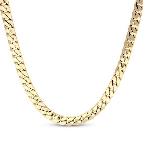5.8mm Flat Curb Chain Necklace Hollow 18K Yellow Gold 18"