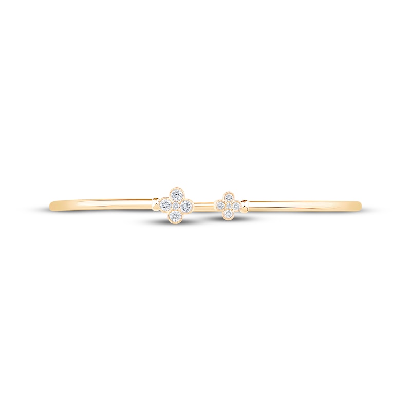 Main Image 4 of Certified Diamond Clover Bangle Bracelet 1/3 ct tw 18K Yellow Gold 6.75"