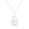 Thumbnail Image 1 of Unstoppable Love Pear-Shaped Lab-Grown Diamond Halo Necklace 1/4 ct tw 10K White Gold 19"