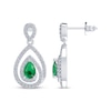 Thumbnail Image 1 of Pear-Shaped Lab-Created Emerald & White Lab-Created Sapphire Teardrop Dangle Earrings Sterling Silver