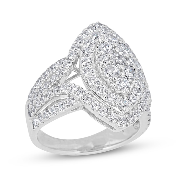 Multi-Diamond Marquise-Shaped Fashion Ring 2-1/2 ct tw 14K White Gold