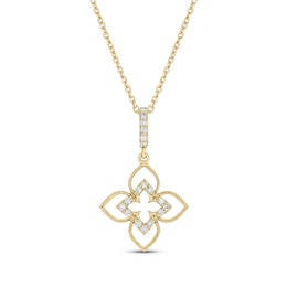 Diamond Clover Drop Necklace 1/10 ct tw 24K Yellow Gold Vermeil Sterling Silver 18"