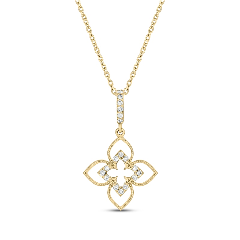 Main Image 1 of Diamond Clover Drop Necklace 1/10 ct tw 24K Yellow Gold Vermeil Sterling Silver 18"