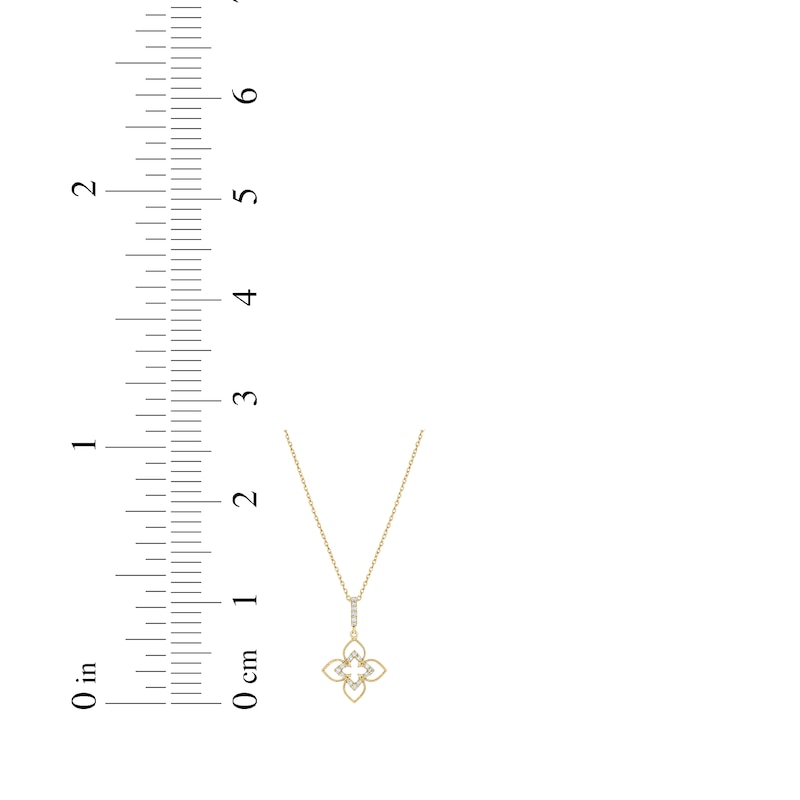 Main Image 3 of Diamond Clover Drop Necklace 1/10 ct tw 24K Yellow Gold Vermeil Sterling Silver 18"
