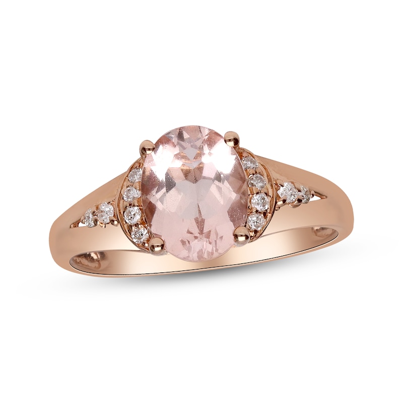 Main Image 1 of Oval-Cut Morganite & Diamond Ring 1/10 ct tw 10K Rose Gold