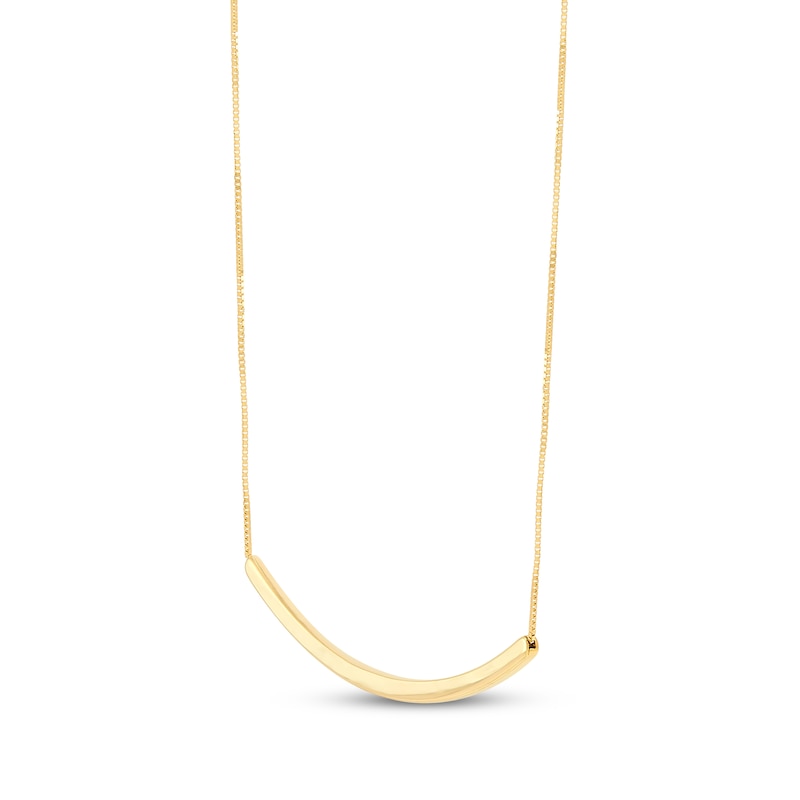 Main Image 2 of Curved Bar Necklace 10K Yellow Gold 18"