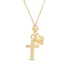 Thumbnail Image 1 of Cross & Heart Charm Necklace 10K Yellow Gold 18"
