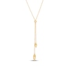 Thumbnail Image 1 of Marquise-Shaped Double Drop Lariat Slider Necklace Hollow 10K Yellow Gold 18"