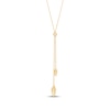 Thumbnail Image 2 of Marquise-Shaped Double Drop Lariat Slider Necklace Hollow 10K Yellow Gold 18"