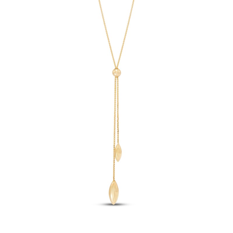 Main Image 2 of Marquise-Shaped Double Drop Lariat Slider Necklace Hollow 10K Yellow Gold 18"