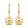 Thumbnail Image 2 of Blue Lab-Created Sapphire Evil Eye Dangle Hoop Earrings 24K Yellow Gold Vermeil Sterling Silver