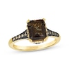 Thumbnail Image 1 of Le Vian Emerald-Cut Chocolate Quartz Ring 1/3 ct tw Diamonds 14K Honey Gold