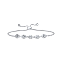 Diamond Teardrop Bolo Bracelet 1/2 ct tw Sterling Silver