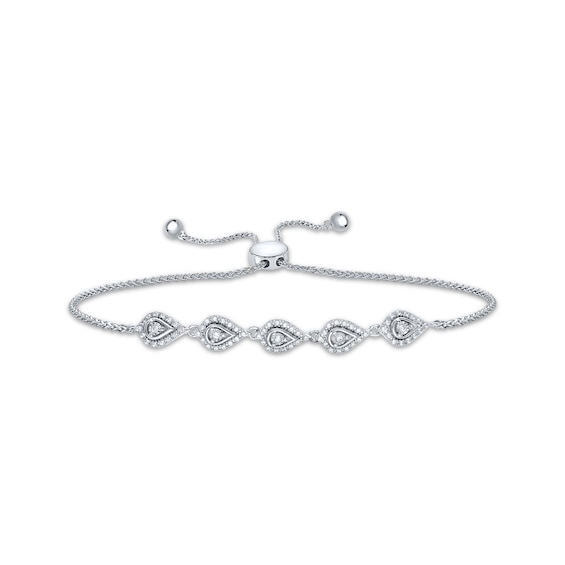 Diamond Teardrop Bolo Bracelet 1/2 ct tw Sterling Silver