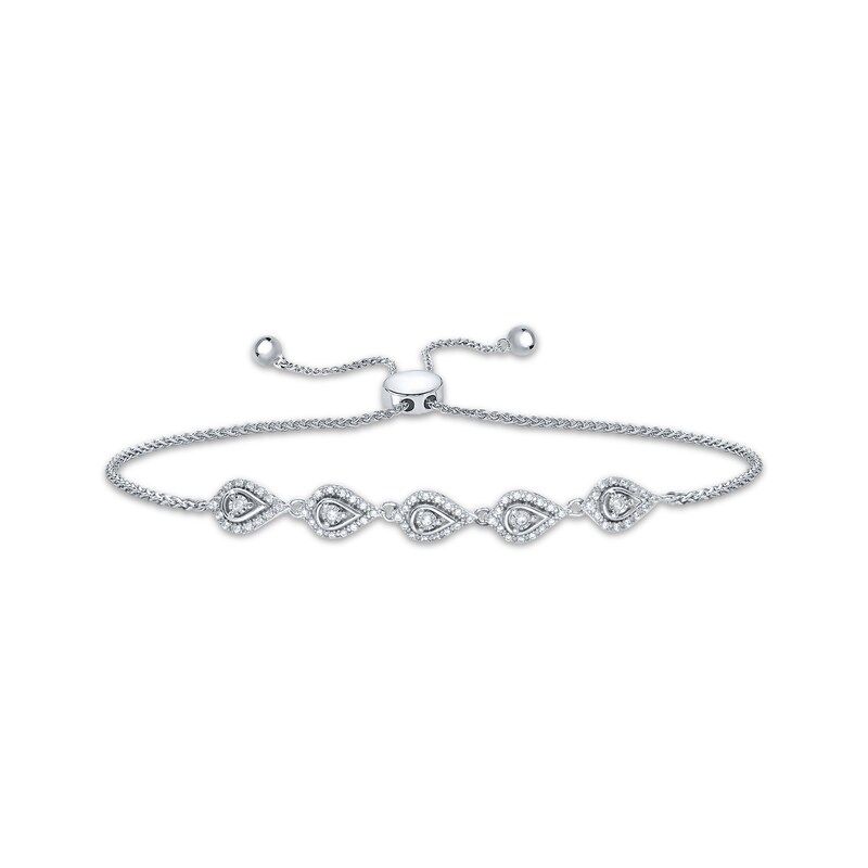 Main Image 1 of Diamond Teardrop Bolo Bracelet 1/2 ct tw Sterling Silver