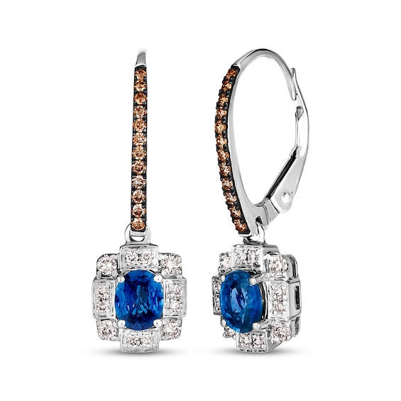 Le Vian Oval-Cut Blue Sapphire Drop Earrings 1/3 ct tw Diamonds 14K Vanilla Gold