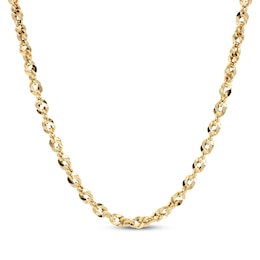 3.6mm Open Rope Chain Necklace Solid 10K Yellow Gold 18"