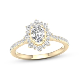 Adore Oval-Cut Diamond Starburst Halo Engagement Ring 1 ct tw 14K Yellow Gold