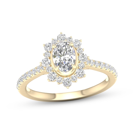 Adore Oval-Cut Diamond Starburst Halo Engagement Ring 1 ct tw 14K Yellow Gold
